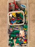 Large Plastic Tote Of Lego's & Related Items