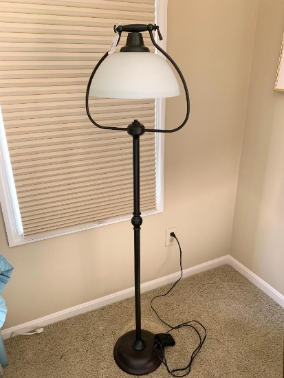 Contemporary Metal Floor Lamps W/Adjustable Glass Shade