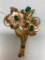 Vintage .925 Sterling & Gold Filled Pin W/Green Settings