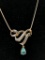 .925 Sterling Chain & Sterling Pendant W/Pear Shape Faceted Setting