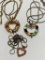 (3) Very Nice .925 Sterling Chains W/Sterling Heart Shaped Pendants W/Multi-Colored Settings