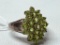 .925 Sterling ladies Cocktail Ring W/Multiple Light Green Settings