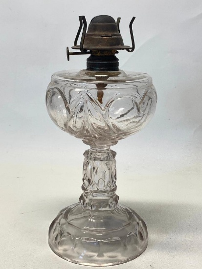 Antique Pressed Glass Oil Lamp W/Heart pattern