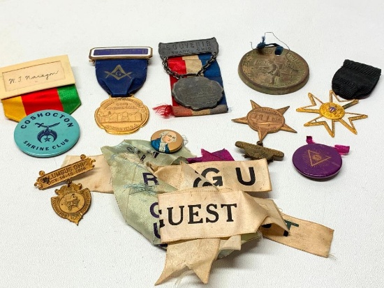 Group Of Antique Lodge Badges & Ribbons