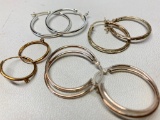 (4) Pair Of .925 Sterling Hoop Earrings