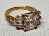 Vermeil .925 Ladies Ring W/Clear Settings