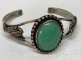 Southwest Indian .925 Sterling Bracelet W/Round Turquoise Setting