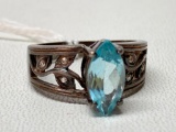 .925 Sterling Ring W/Marquise Faceted Setting