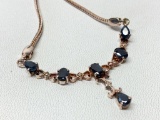 .925 Sterling Chain &* Pendant W/(6) Sapphire Colored Settings