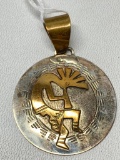 .925 Sterling Kokopelli Pendant W/Gold Overlay