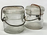 (2) Antique Ball 1/2 Pint Canning Jars W/Bails & Lids