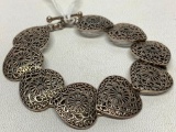 .925 Sterling Bracelet W/(9) Pierce Carved Hearts