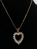 Italian Gold Over .925 Sterling Chain W/Sterling Heart Shaped Pendant