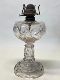 Antique Pressed Glass Oil Lamp W/Heart pattern