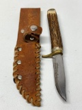 Nice Stag Handled Hunting Knife Marked 