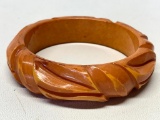 Vintage Carved Bakelite Or Celluloid Bracelet