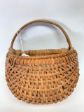 Oak Splint Basket W/Bentwood Handle