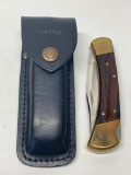 Buck #110 Folding Lock Back Hunting Knife W/Sheath & Wood Handles