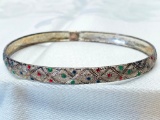 .925 Sterling Bracelet W/Multi-Colored Settings