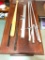 An Aluminum Easel, Vintage Youth Bat and Two Antique Golf Clubs