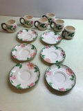 Set Of (6) Franciscan Desert Rose Small Coffee Cups & Saucers