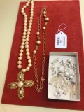 (2) Miriam Haskell Necklaces & (4) Pair Of Marvella Earrings
