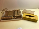 Group of Vintage Tissue Box Holder and Bathroom Organizational Items