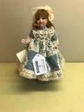 Fabiola Porcelain Doll In Victorian Style Clothing W/Stand & Tags