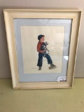 Framed & Matted Watercolor By Loretta M. Noe Of Boy W/Dog