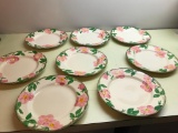 Set Of (8) Franciscan Desert Rose Dinner Plates