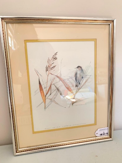 Print Titled "Birds" Is Matted & Framed