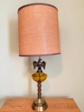 Vintage Early American Style Lamp W/Original Shade