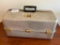 Vintage Umco Aluminum Tackle Box W/Variety Of Lures, Spoons, and Assorted Fishing Items