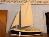 Wooden Boat W/Cloth Sails