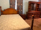 Complete Pine Bedroom Set with Queen Size Sleep Number Mattress, Nightstand, Chest of Drawers and