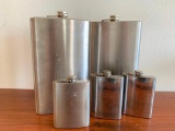 (5) Stainless Hip Flasks