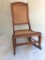 Antique Walnut Child's Rocker W/Can Seat & Back