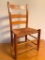 Primitive Oak Chair W/Woven Seat & Pinned Slats