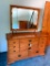 Maple (11) Drawer Dresser W/Attached Mirror