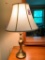 Spun Brass Decorator Lamp W/Cloth Shade