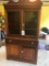 Beautiful Vintage Wooden Child-Size Step-Back Kitchen Cupboard W/Porcelain Pulls