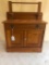 Vintage Oak Child's Washstand W/Towel Bar, Porcelain Pull, & Candleholder Supports