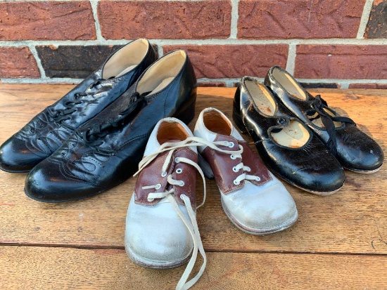 (3) Pair Of Vintage Shoes Incl.Girls Tap Shoes