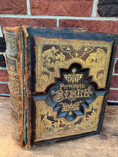 1870's Bible W/Embossed & Gilded Leather Cover