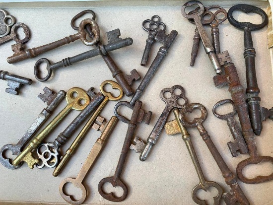 Group Of (24) Antique Keys-A Few Are Brass