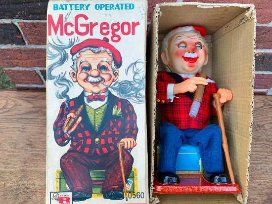Vintage 1960's Tin Lithograph Battery Operated "McGregor" In Original Box