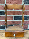 Vintage Wooden Single Drawer Shelf W/Porcelain Pull