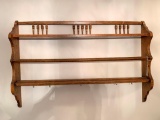 Antique Oak Plate & Cup Rack