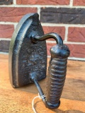 Antique Handled Sad Iron Marked 