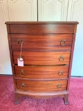 Vintage Mahogany Floor Style Jewelry Box W/Lift Lid & (4) Drawers